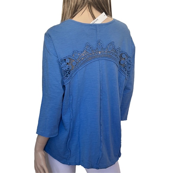 Tribal Jeans Top Blouse Tunic100% Cotton Embroidered Lace Iridescent Buttons - Picture 5 of 15